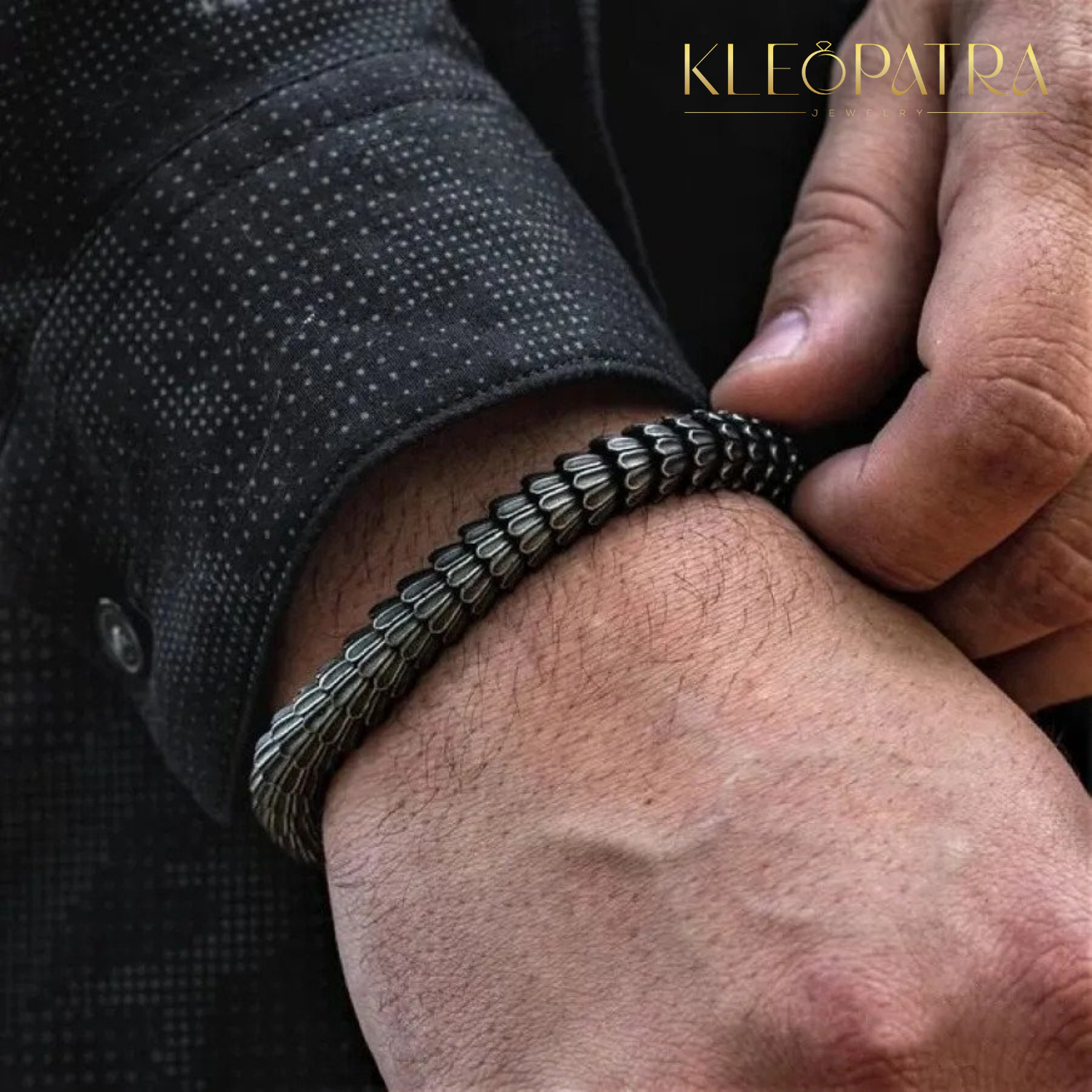 Snake Bracelet SerpentineTextured Metal Slithering Statement