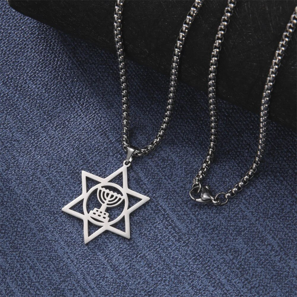 Menorah With Star Of David Necklace