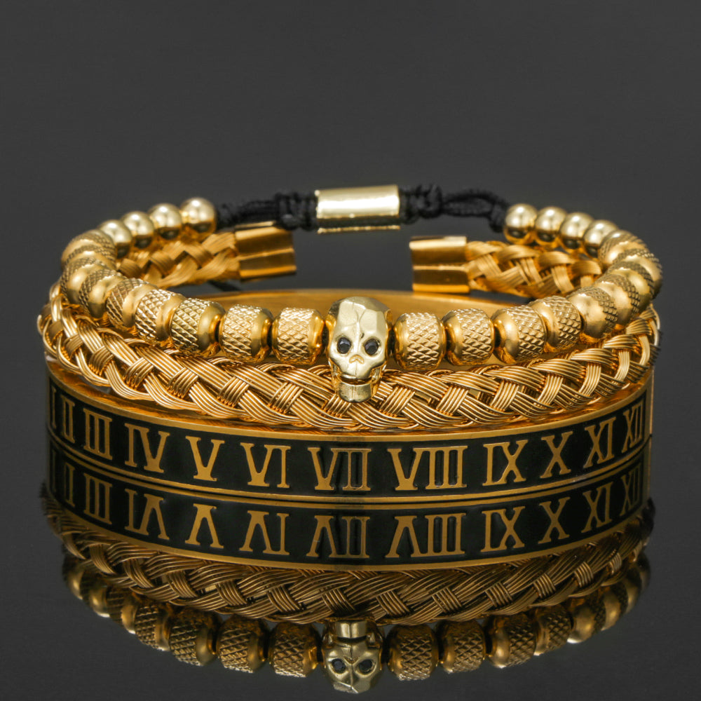 The Faceted Twin Skull Bangle is a Northskull creation with a modern  aesthetic. Available now at… | Mens gold jewelry, Mens gold bracelets, Mens  accessories jewelry